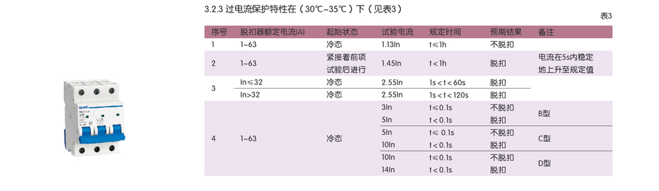 断路器技术参数；小型断路器